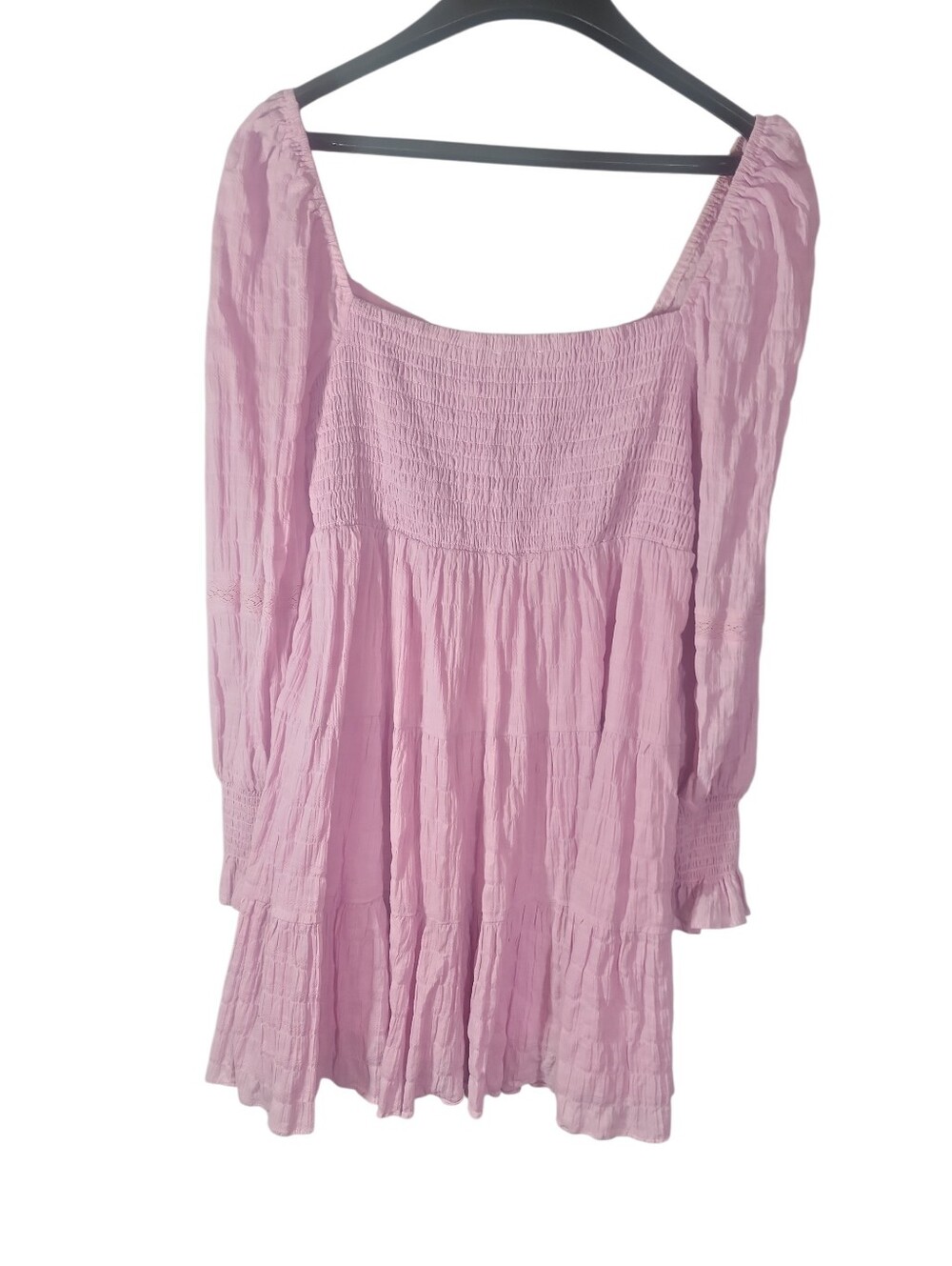 Lush Cottagecore Lilac Smocked Puff Sleeve Babydoll Mini Dress